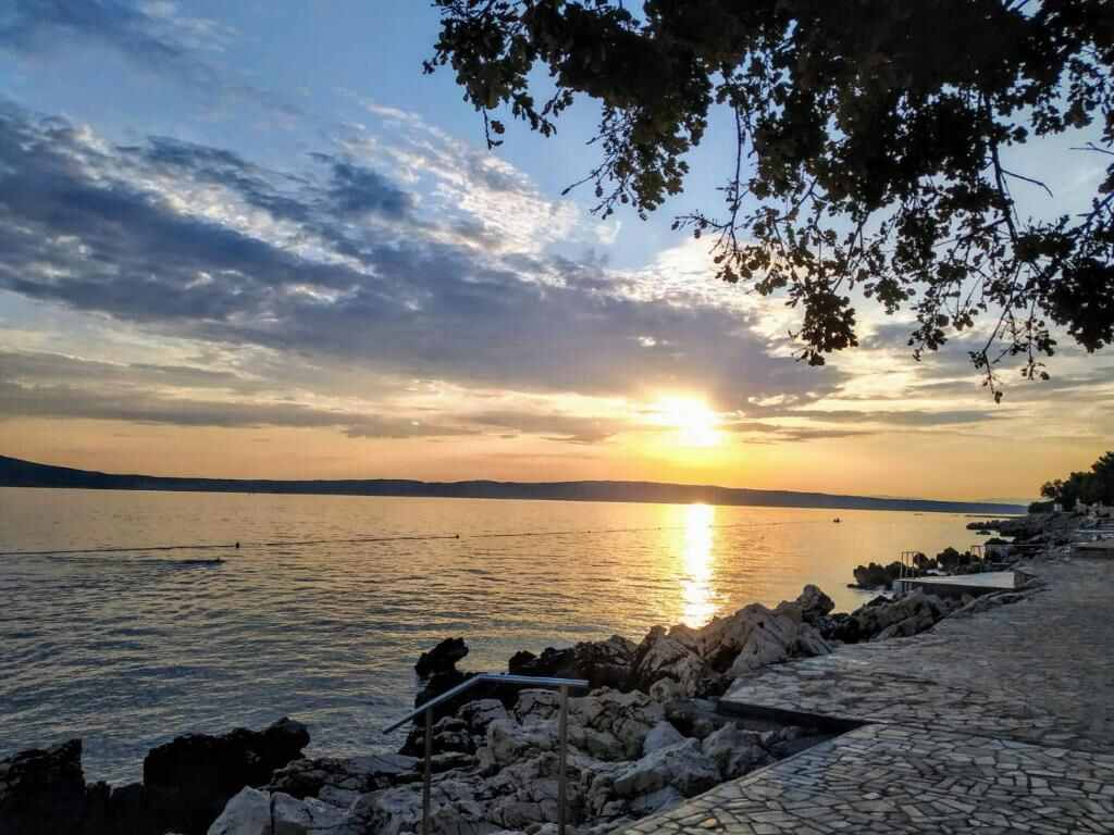 Sunset over the Adriatic sea in Novi Vinodolski